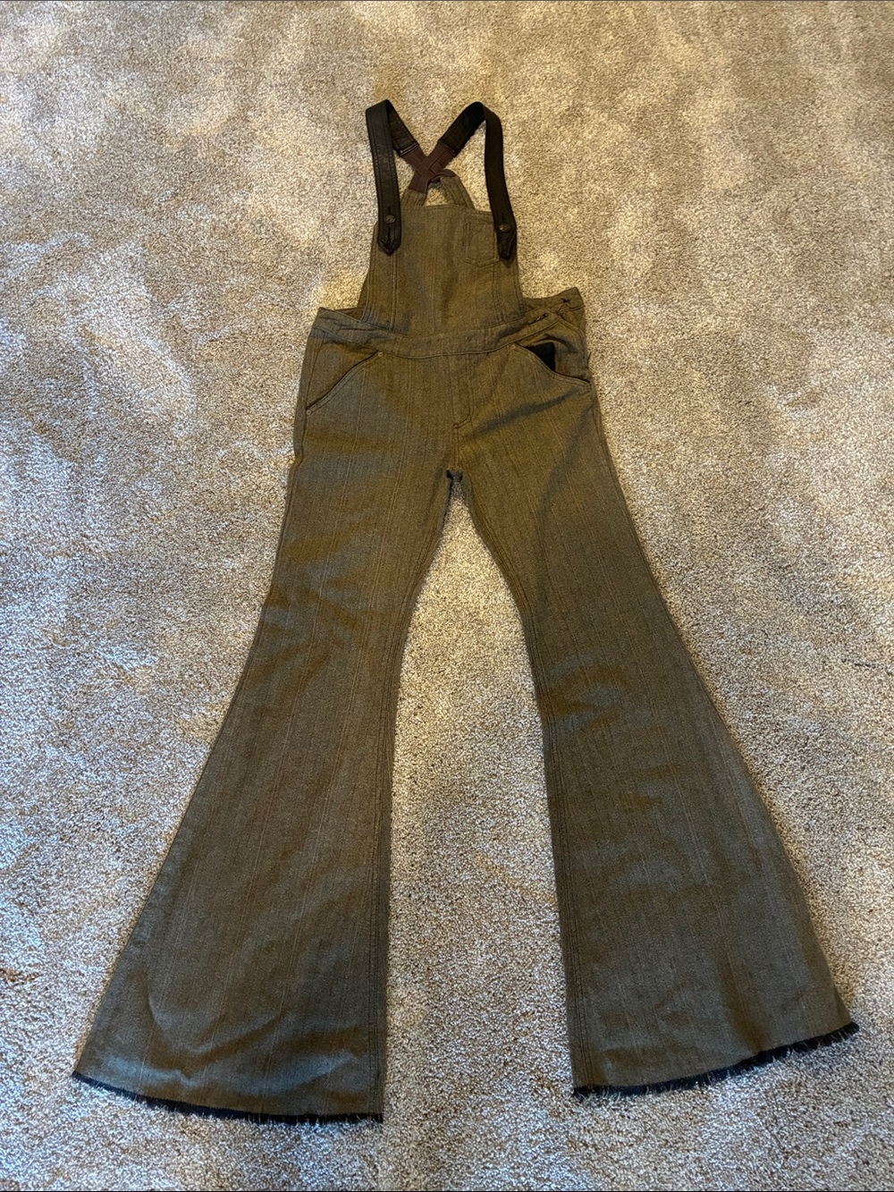 Free People Twead Wide-Leg Overalls with Dark Straps